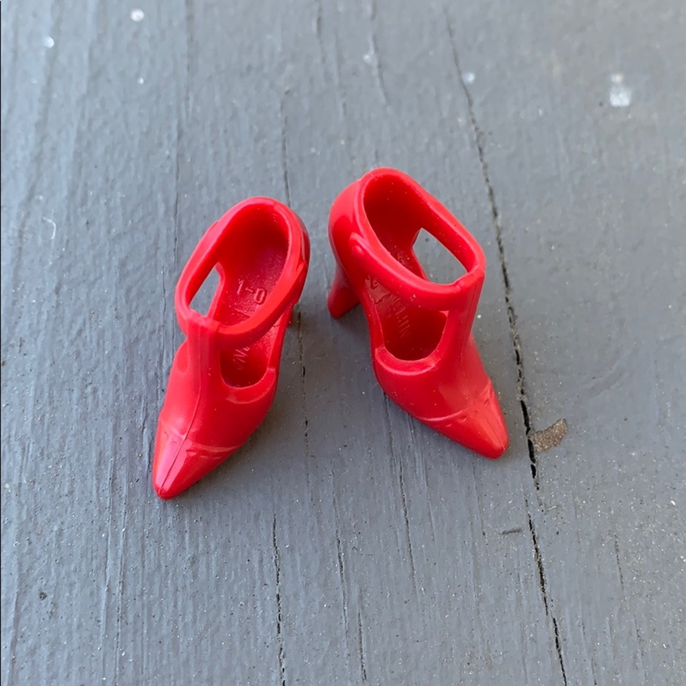Strapped red Barbie heels